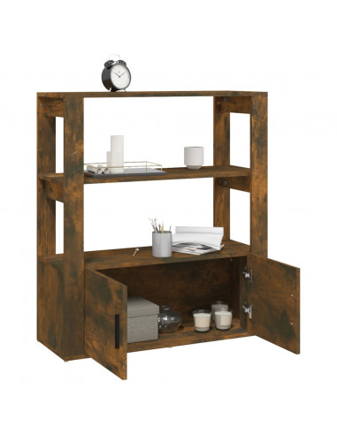 Credenza Rovere Fumo 80x30x90 cm in Legno Multistrato