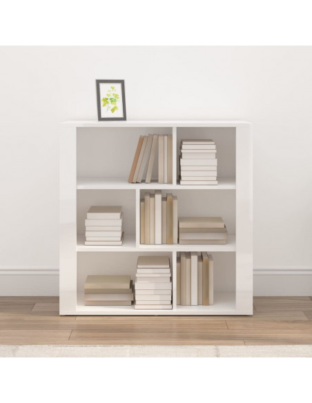 Credenza Bianco Lucido 80x30x80 cm in Legno Multistrato