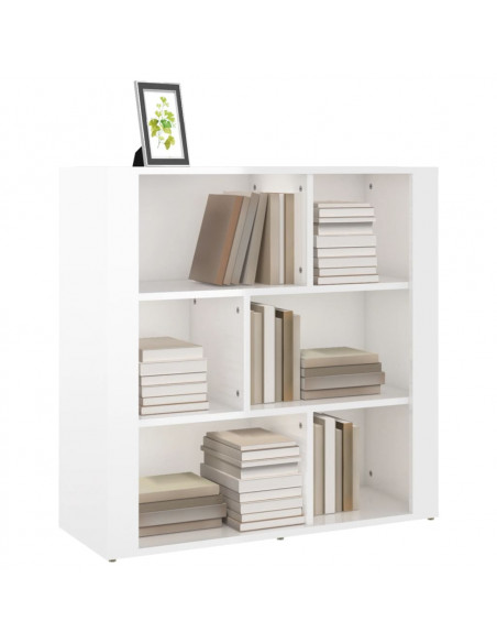 Credenza Bianco Lucido 80x30x80 cm in Legno Multistrato