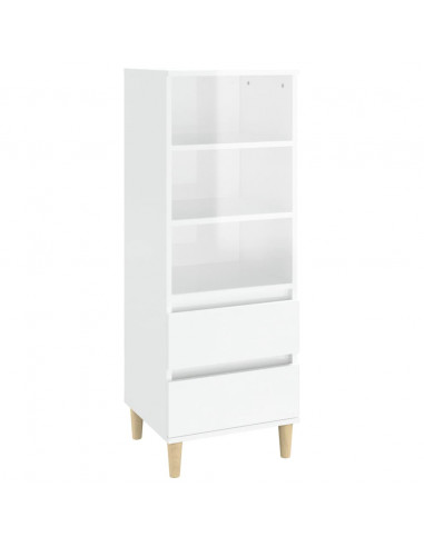 Credenza Bianco Lucido 40x36x110 cm in Legno Multistrato