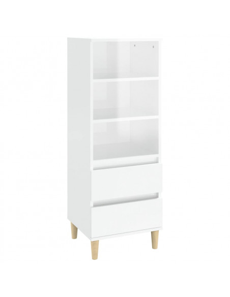 Credenza Bianco Lucido 40x36x110 cm in Legno Multistrato