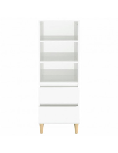 Credenza Bianco Lucido 40x36x110 cm in Legno Multistrato