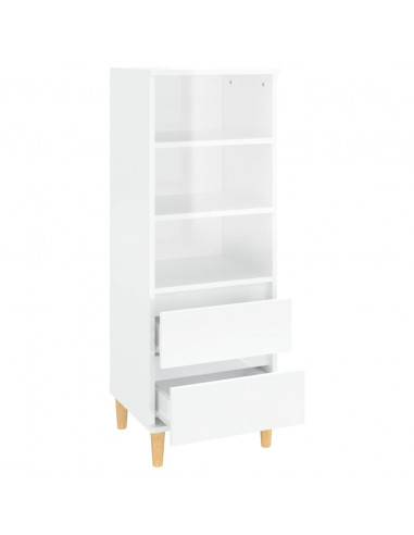 Credenza Bianco Lucido 40x36x110 cm in Legno Multistrato