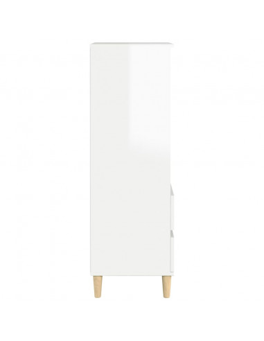 Credenza Bianco Lucido 40x36x110 cm in Legno Multistrato