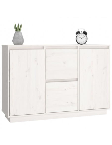 Credenza Bianca 111x34x75 cm in Legno Massello di Pino