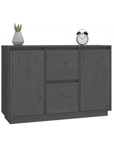 Credenza Grigia 111x34x75 cm in Legno Massello di Pino
