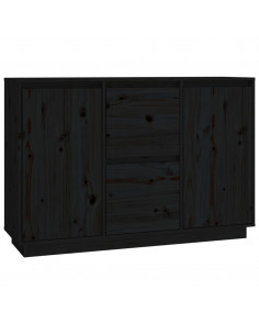 Credenza Nera 111x34x75 cm in Legno Massello di Pino 2