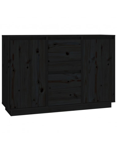 Credenza Nera 111x34x75 cm in Legno Massello di Pino