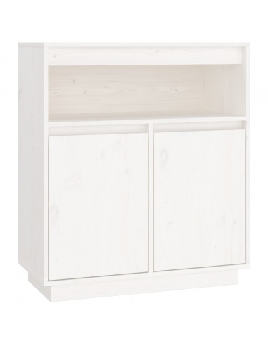 Credenza Bianca 70x34x80 cm in Legno Massello di Pino