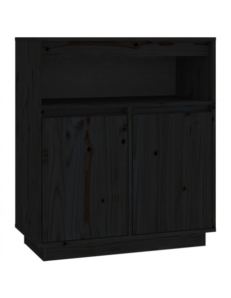 Credenza Nera 70x34x80 cm in Legno Massello di Pino