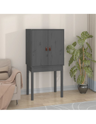 Credenza Grigia 60x40x120 cm in Legno Massello di Pino