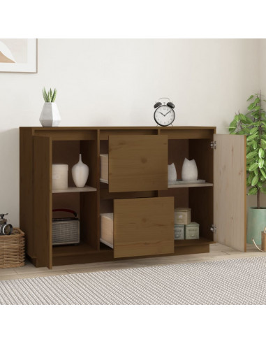 Credenza Marrone Miele 111x34x75 cm in Legno Massello di Pino