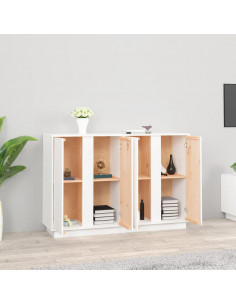 Credenza Bianca 120x35x80 cm in Legno Massello di Pino 2