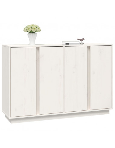 Credenza Bianca 120x35x80 cm in Legno Massello di Pino