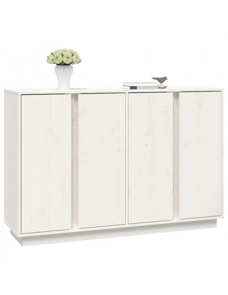 Credenza Bianca 120x35x80 cm in Legno Massello di Pino