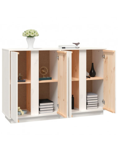 Credenza Bianca 120x35x80 cm in Legno Massello di Pino