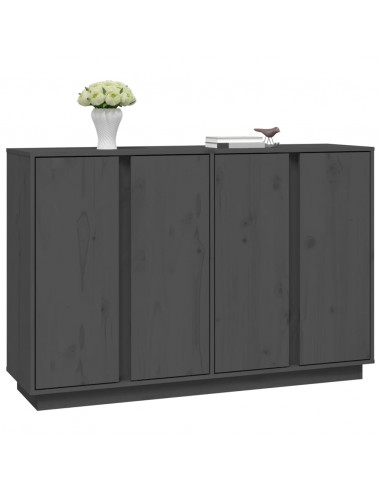 Credenza Grigia 120x35x80 cm in Legno Massello di Pino