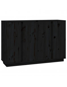 Credenza Nera 120x35x80 cm in Legno Massello di Pino 2