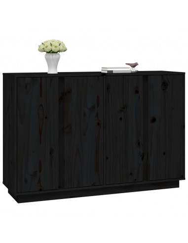 Credenza Nera 120x35x80 cm in Legno Massello di Pino
