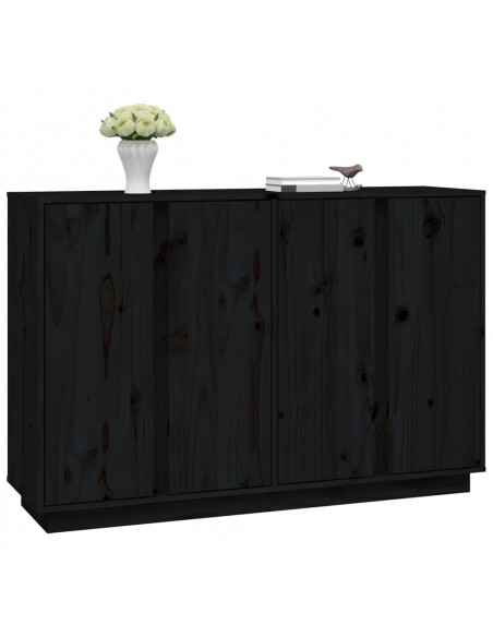 Credenza Nera 120x35x80 cm in Legno Massello di Pino