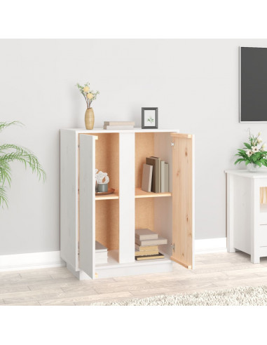 Credenza Bianca 60x35x80 cm in Legno Massello di Pino