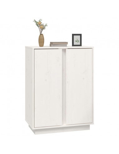 Credenza Bianca 60x35x80 cm in Legno Massello di Pino