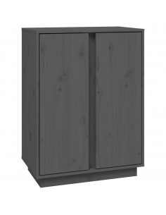 Credenza Grigia 60x35x80 cm in Legno Massello di Pino 2