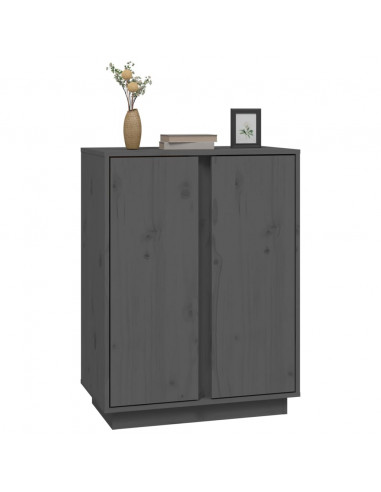 Credenza Grigia 60x35x80 cm in Legno Massello di Pino