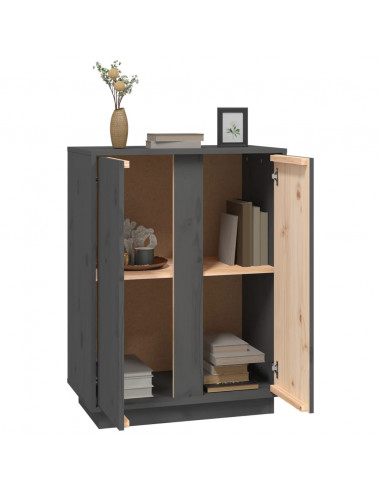 Credenza Grigia 60x35x80 cm in Legno Massello di Pino