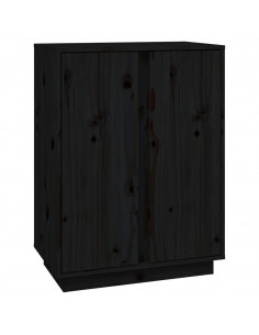 Credenza Nera 60x35x80 cm in Legno Massello di Pino 2