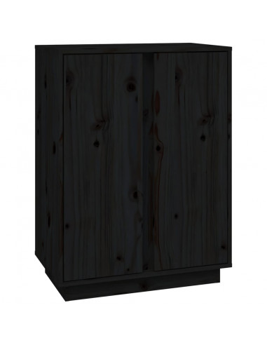 Credenza Nera 60x35x80 cm in Legno Massello di Pino