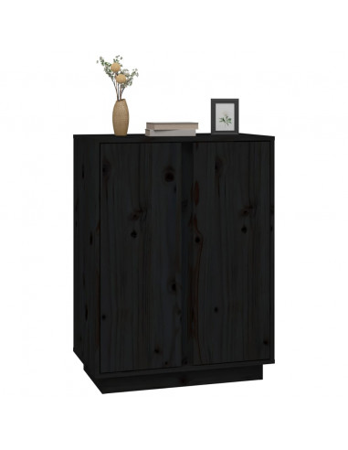 Credenza Nera 60x35x80 cm in Legno Massello di Pino