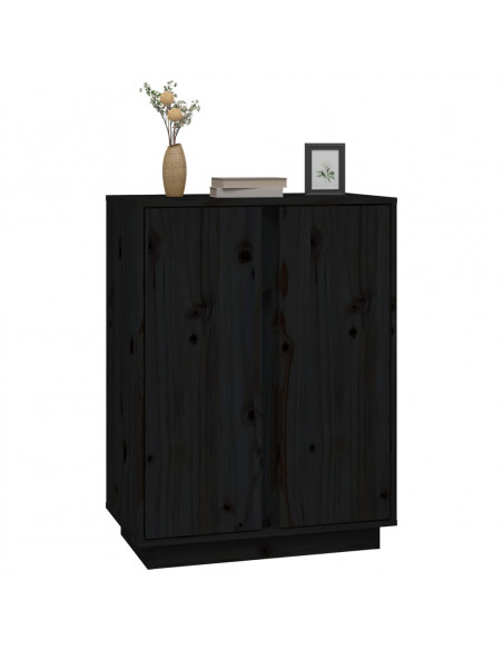 Credenza Nera 60x35x80 cm in Legno Massello di Pino
