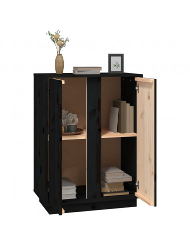 Credenza Nera 60x35x80 cm in Legno Massello di Pino