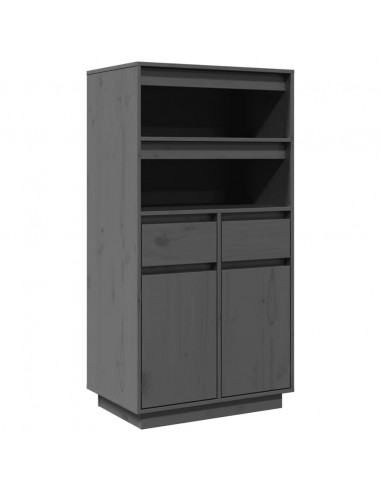 Credenza Grigia 60x40x116,5 cm in Legno Massello di Pino
