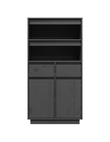 Credenza Grigia 60x40x116,5 cm in Legno Massello di Pino