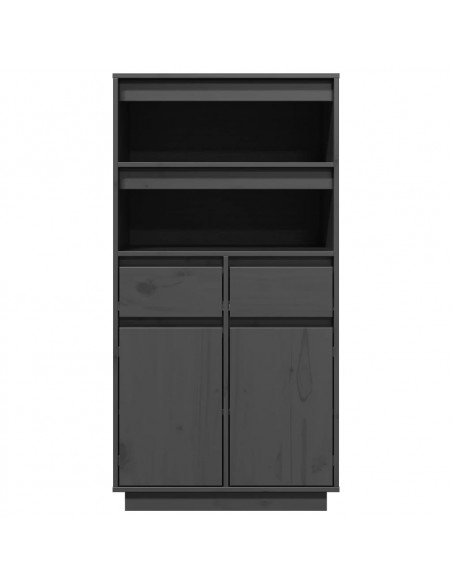 Credenza Grigia 60x40x116,5 cm in Legno Massello di Pino