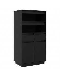 Credenza Nera 60x40x116,5 cm in Legno Massello di Pino 2