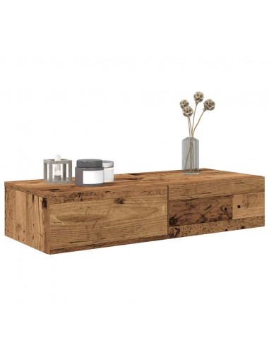 Scaffale a Parete con Cassetti Antico 80x33x17 cm in Truciolato