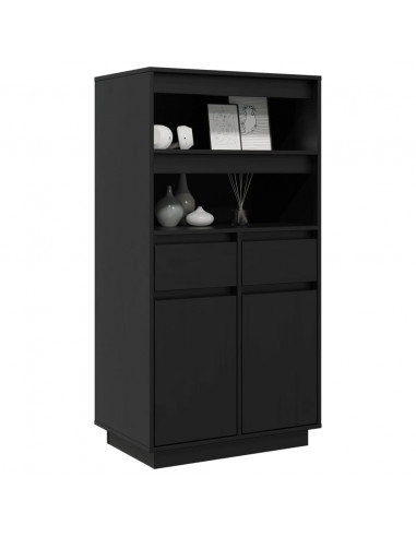 Credenza Nera 60x40x116,5 cm in Legno Massello di Pino