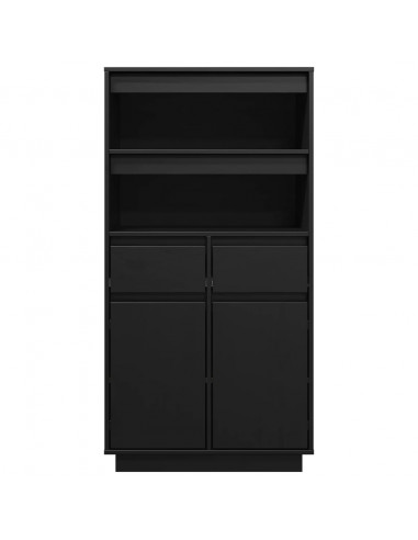 Credenza Nera 60x40x116,5 cm in Legno Massello di Pino