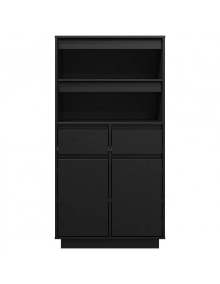 Credenza Nera 60x40x116,5 cm in Legno Massello di Pino
