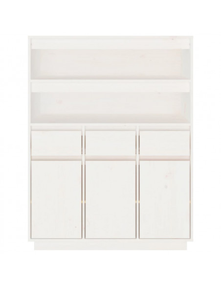 Credenza Bianca 89x40x116,5 cm in Legno Massello di Pino