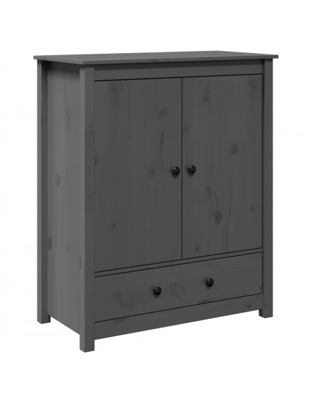 Credenza Grigia 83x41,5x100 cm in Legno Massello di Pino