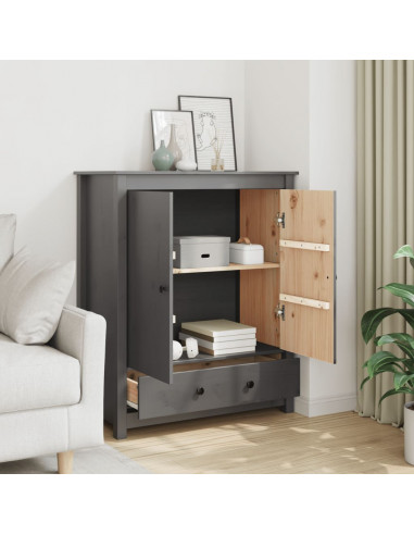 Credenza Grigia 83x41,5x100 cm in Legno Massello di Pino