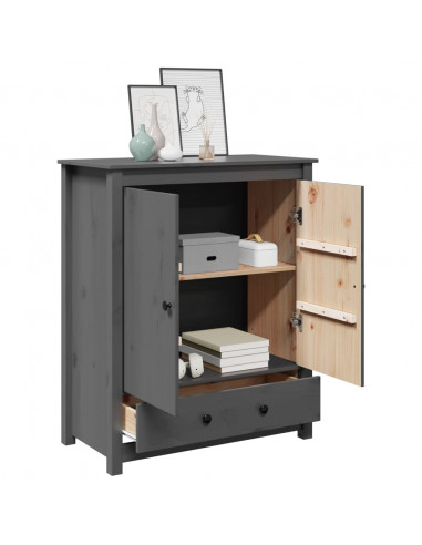 Credenza Grigia 83x41,5x100 cm in Legno Massello di Pino