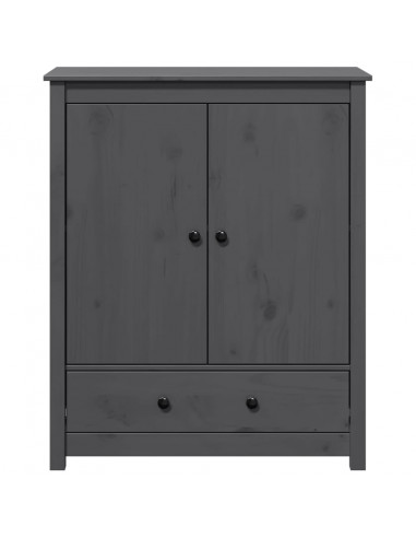 Credenza Grigia 83x41,5x100 cm in Legno Massello di Pino