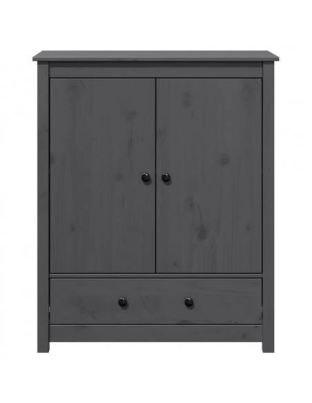 Credenza Grigia 83x41,5x100 cm in Legno Massello di Pino