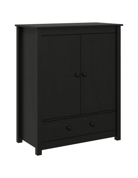 Credenza Nera 83x41,5x100 cm in Legno Massello di Pino