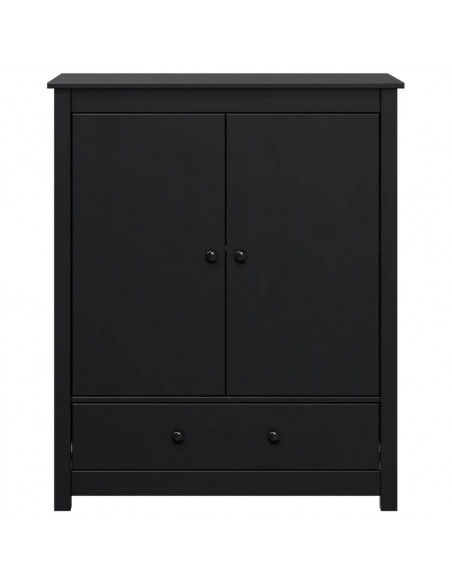 Credenza Nera 83x41,5x100 cm in Legno Massello di Pino